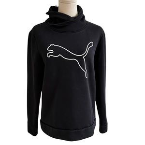 Women’s Puma Cowl Neck Big Logo Black Pullover Sweatshirt Size M